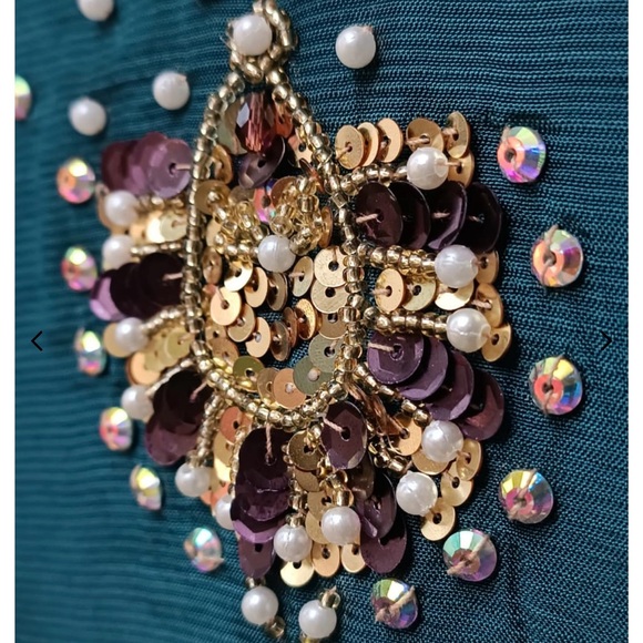 Elegant Teal Embroidered Outfit - Picture 5 of 7